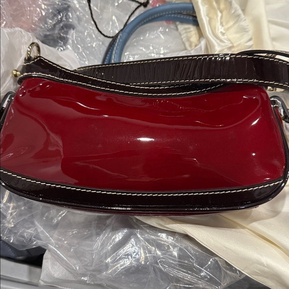 Dooney & Bourke Patent Leather Red Mini Top Zip Bag - Picture 14 of 16
